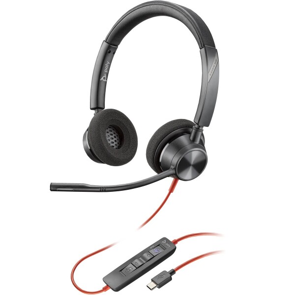 Poly Blackwire 3320 USB-C Stereo-Headset - für Microsoft Teams zertifiziert - + USB-C/A-Adapter - Kabelgebunden - 20 - 20000 Hz - Kopfhörer - Schwarz