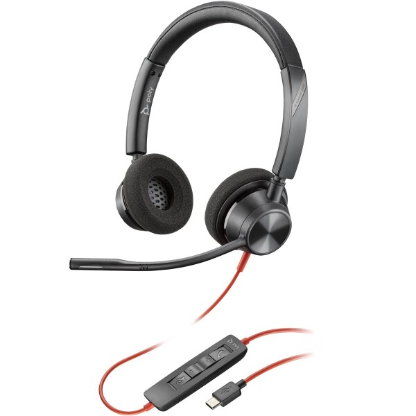 Poly Blackwire 3320 USB-C Stereo-Headset +USB-C/A-Adapter - Kabelgebunden - Büro/Callcenter - 20 - 20000 Hz - 131 g - Kopfhörer - Schwarz