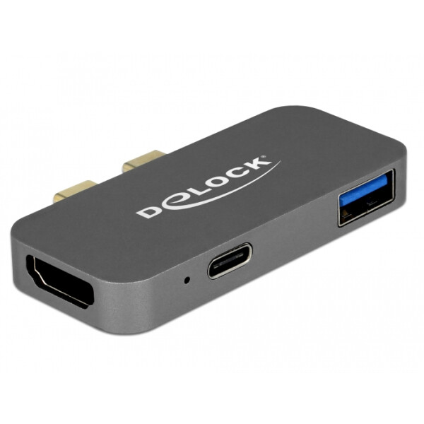 Delock mini Dockingstation für macbook mit 5K - Kabelgebunden - Thunderbolt 3 - Grau - 5120 x 2880 Pixel - Metall - 65 mm