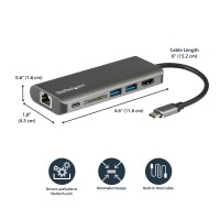 StarTech.com USB C Multiport Adapter mit 4K HDMI - USB-C Reisedock mit 4K HDMI, 3x USB 3.0