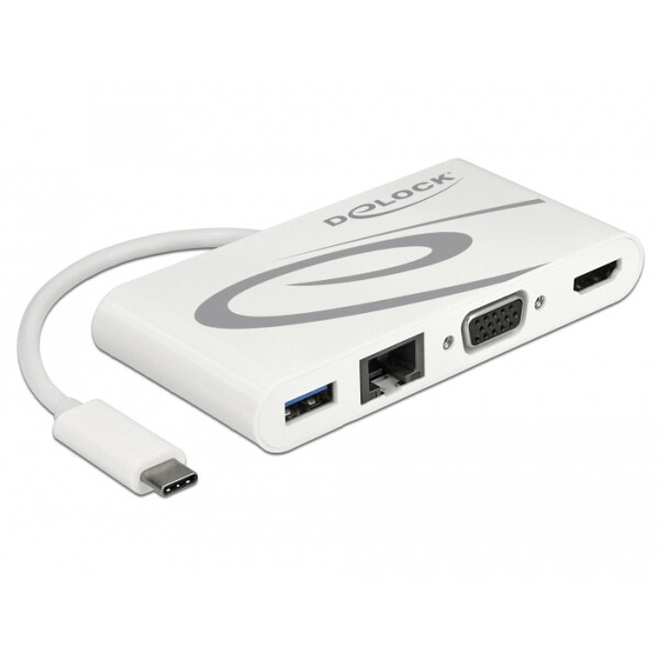 Delock 87731 - USB 3.2 Gen 1 (3.1 Gen 1) Type-C - Grau - Weiß - HDMI - RJ-45 - USB 3.2 Gen 1 (3.1 Gen 1) Type-A - USB 3.2 Gen 1 (3.1 Gen 1) Type-C - VGA - Windows 10 - Windows 8.1 - Mac OS X 10.9 Mavericks - Android