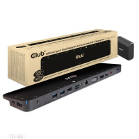 Club 3D Dockingstation USB Gen1 Typ-C Dreifach-Display DP1.4 Alt-Modus Smart PD3.0 mit 100-Watt-Netzteil - Andocken - USB 3.2 Gen 1 (3.1 Gen 1) Type-C - Schwarz