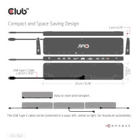 Club 3D Dockingstation USB Gen1 Typ-C Dreifach-Display DP1.4 Alt-Modus Smart PD3.0 mit 100-Watt-Netzteil - Andocken - USB 3.2 Gen 1 (3.1 Gen 1) Type-C - Schwarz