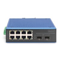 DIGITUS Industrieller 8+2 -Port Fast Ethernet PoE Switch