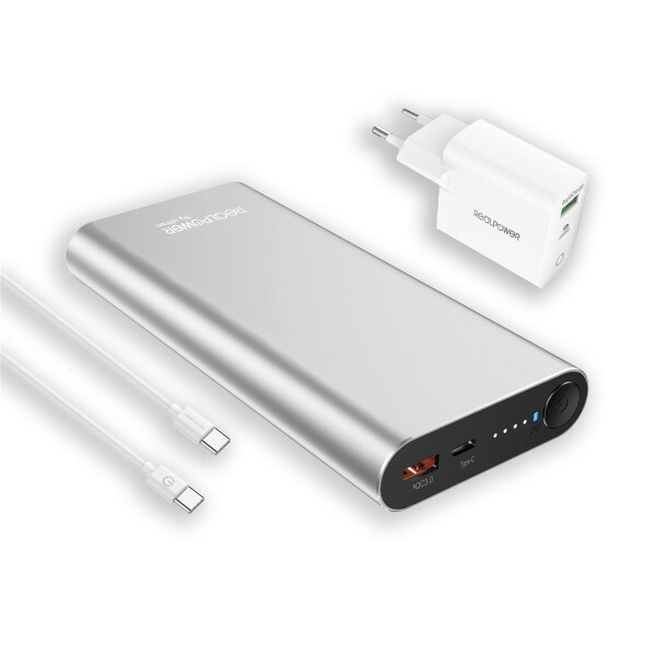 RealPower PB-20000PD - 20000 mAh - Lithium-Ion (Li-Ion) - Quick Charge 3.0 - Aluminium