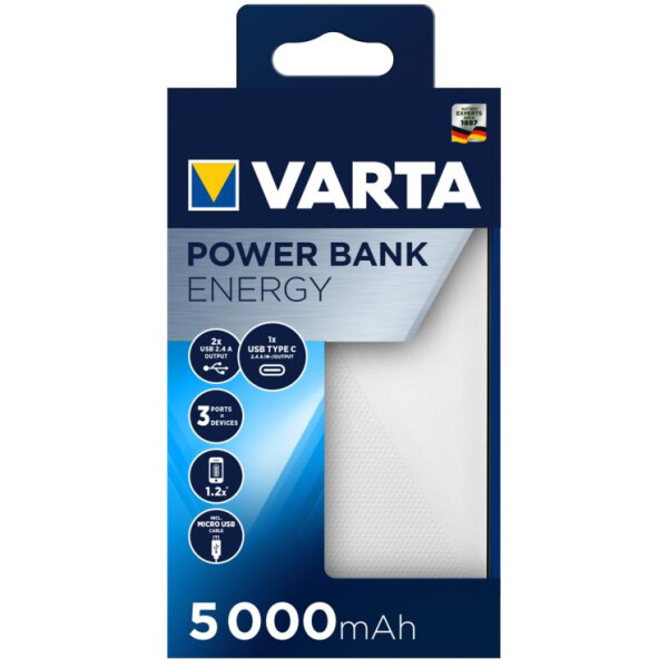 Varta Energy 5000 - Schwarz - Weiß - Universal - Lithium Polymer (LiPo) - 5000 mAh - USB - 3,7 V