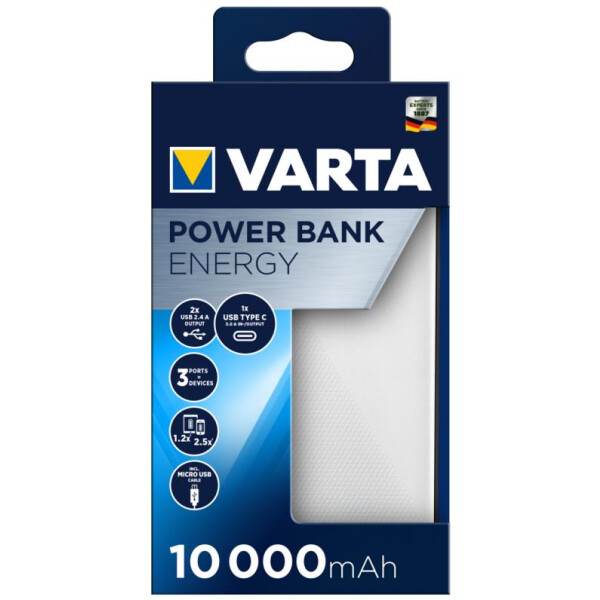 Varta Energy 10000 - Schwarz - Weiß - Universal - Lithium Polymer (LiPo) - 10000 mAh - USB - 3,7 V