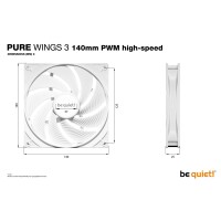 Be Quiet! Pure Wings 3 140mm PWM high-speed weiß 140 mm - Gehäuse-Lüfter - 30,5 dB