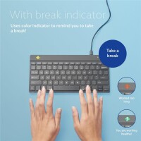R-Go Ergonomische Tastatur R-Go Compact Break - kompakte Tastatur mit Pausensoftware - QWERTZ (DE) - Kabelgebunden - Weiß - Mini - Kabelgebunden - USB - QWERTZ - Weiß