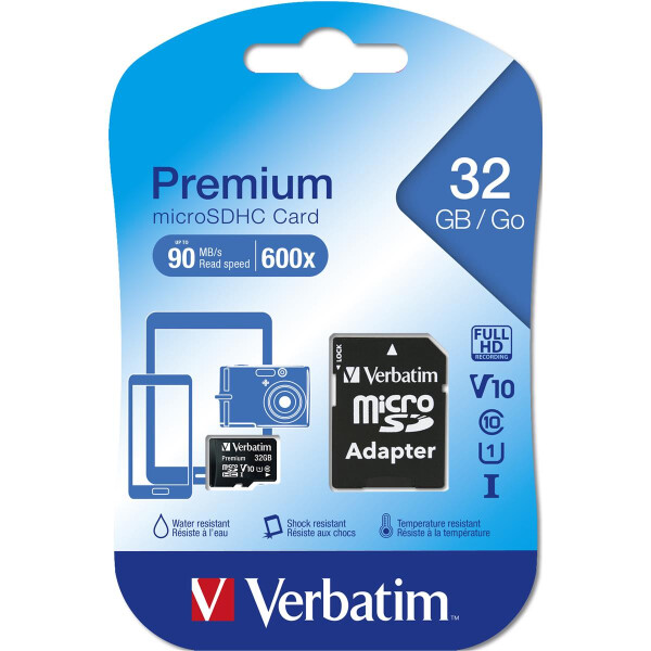 Verbatim Premium - 32 GB - MicroSDHC - Klasse 10 - 10 MB/s - 10 MB/s - Schwarz