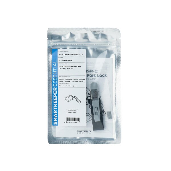 Smart Keeper Mini"Micro USB-B Port" Blocker grau 4 Stk.+Key