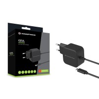 Conceptronic OZUL04BE 67W GaN USB-PD-Ladegerät - Eingebautes USB-C-Kabel - Drinnen - AC - 21 V - 1,8 m - Schwarz