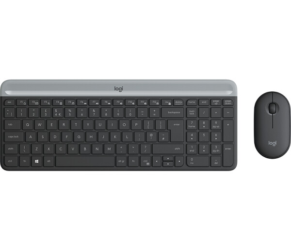 Logitech MK470 Slim Combo – kabelloses Tastatur-Maus-Set - Volle Größe (100%) - Kabellos - RF Wireless - AZERTY - Graphit - Maus enthalten