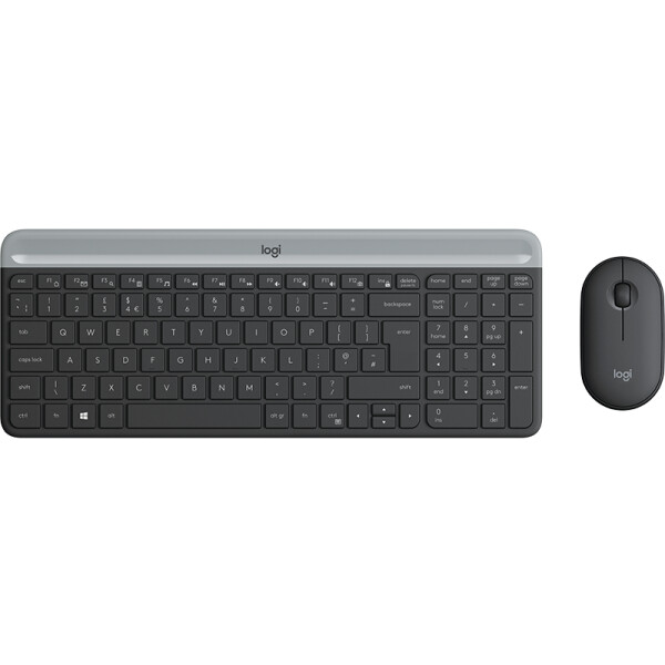 Logitech MK470 Slim Combo – kabelloses Tastatur-Maus-Set - Volle Größe (100%) - RF Wireless - AZERTY - Graphit - Maus enthalten