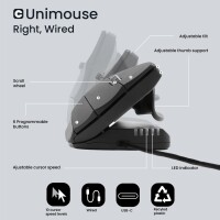 Contour UniMouse wired USB Type-A rechtshänder schwarz matt retail - Maus - 4.000 dpi