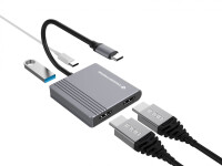 Conceptronic DONN13G - Kabelgebunden - USB 3.2 Gen 1 (3.1 Gen 1) Type-C - 100 W - Grau - 5 Gbit/s - 4K Ultra HD