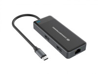 Conceptronic DONN14G - Kabelgebunden - USB 3.2 Gen 1 (3.1 Gen 1) Type-C - 100 W - 1000 Mbit/s - Grau - 5 Gbit/s