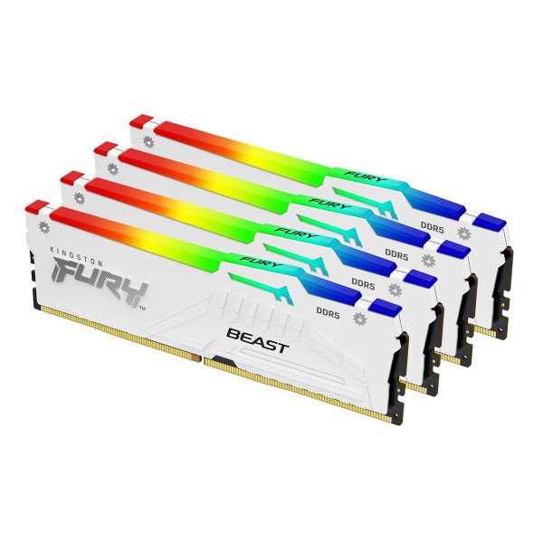 Kingston 64GB 5600MT/s DDR5 CL40 DIMM Kit of 4 Fury Beast White RGB - 64 GB - 64 GB - DDR5