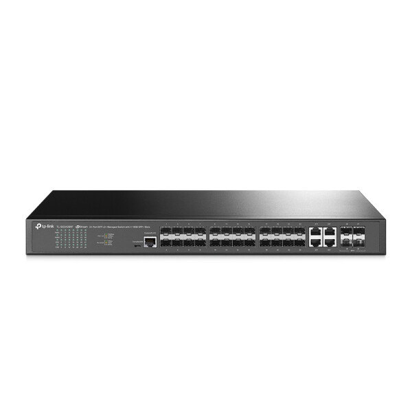 TP-LINK JetStream 24-Port SFP L2+ Managed Switch mit 4 10GE SFP+ Slots - Managed - L2+ - Rack-Einbau - 1U
