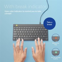 R-Go Ergonomische Tastatur R-Go Compact Break - kompakte Tastatur mit Pausensoftware - QWERTY (IT) - Bluetooth - Schwarz - Mini - Kabelgebunden - USB - QWERTY - Schwarz
