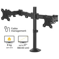 Fellowes 8502601 - Clamp/Grommet - 8 kg - 68,6 cm (27") - 100 x 100 mm - Höhenverstellung - Schwarz