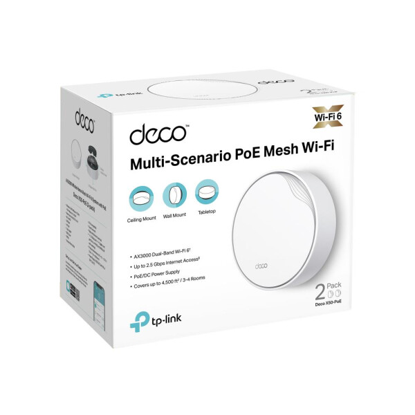 TP-LINK DECO X50-POE(2-PACK) - Weiß - Intern - Mesh-System - 420 m² - 0 - 40 °C - -40 - 60 °C