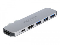 Delock Dockingstation für MacBook Dual HDMI 4K / PD / Hub - Andocken - 60 W - Grau - 3840 x 2160 Pixel - Metall - China