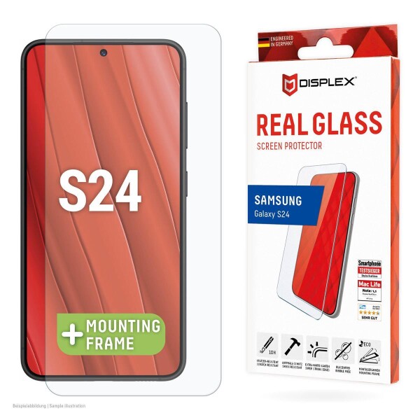 DISPLEX Panzerglas (10H - 2D) für Samsung Galaxy S24/S25 - Eco-Montagerahmen - kratzer-resistent - Samsung - Galaxy S24 - Galaxy S25 - Trockene Anwendung - Staubresistent - Schlagfest - Kratzresistent - Schockresistent - Transparent - 1 Stück(e)