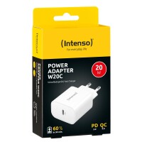 Intenso Power Adapter W20C - 20W - USB-C Anschluss - weiß - Drinnen - AC - 12 V - Weiß