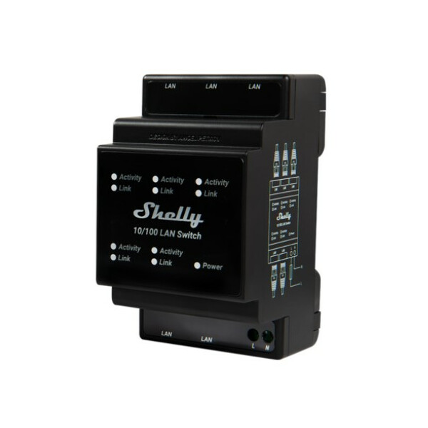 Shelly · Hutschiene·""LAN Switch""· 5 Ports· 10/100 Mbit - Switch - 0,1 Gbps