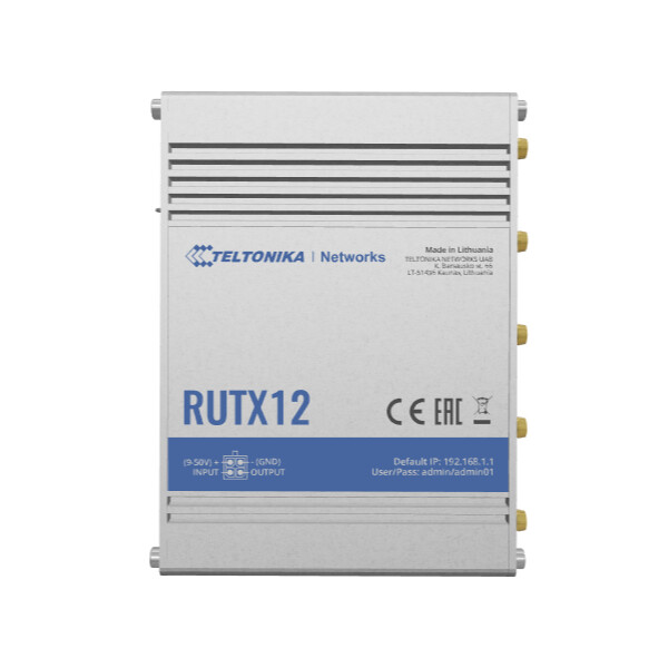 Teltonika RUTX12 - Wi-Fi 5 (802.11ac) - Dual-Band (2,4 GHz/5 GHz) - Eingebauter Ethernet-Anschluss - 4G - Silber - Tabletop-Router