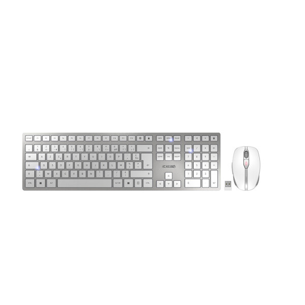 Cherry DW 9100 SLIM - RF Wireless + Bluetooth - AZERTY - Silber - Maus enthalten