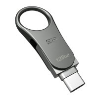 Silicon Power Mobile C80 - 128 GB - USB Type-A / USB Type-C - 3.2 Gen 1 (3.1 Gen 1) - Drehring - 8 g - Titan