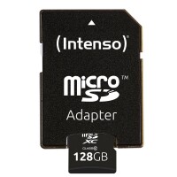 Intenso 3413491 - 128 GB - MicroSDXC - Klasse 10 - 25 MB/s - Schockresistent - Temperaturbeständig - Wasserdicht - Röntgensicher - Schwarz