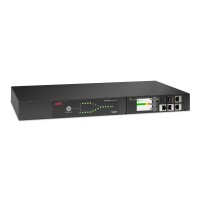 APC Netshelter Rack Automatic Transfer Switch - 1HE - 10A - 230V - C14 IN - 12 C13 OUT - 50/60Hz - Rackmount - 1U - LCD - 12 AC-Ausgänge - Schwarz