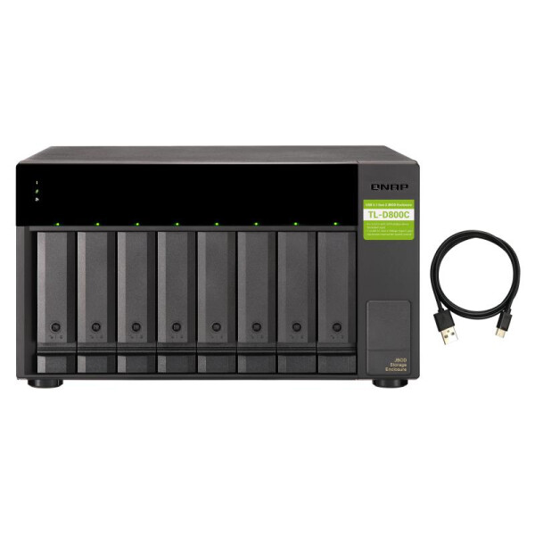 QNAP TL-D800C - HDD / SSD-Gehäuse - 2.5/3.5 Zoll - Serial ATA II - Serial ATA III - 6 Gbit/s - Hot-Swap - Schwarz - Grau