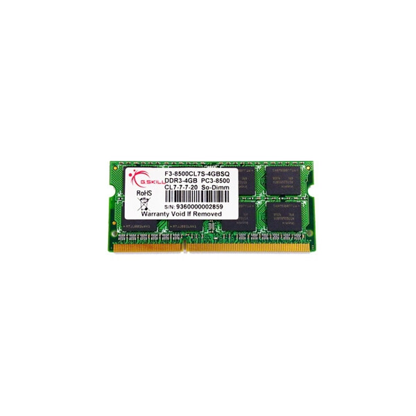 G.Skill 4GB DDR3 204-pin SO-DIMM - 4 GB - 1 x 4 GB - DDR3 - 1066 MHz - 204-pin SO-DIMM