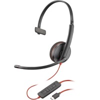 Poly Blackwire 3210 Monaural USB-C Headset +USB-C/A...