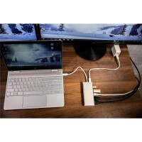 j5create JCD381-N USB Type-C™ Dual HDMI Mini Dock-Ethernet/ USB 3.1 HUB / PD2.0 - USB 3.2 Gen 1 (3.1 Gen 1) Type-C - HDMI - PS/2 - USB 3.2 Gen 1 (3.1 Gen 1) Type-A - 5000 Mbit/s - 3840 x 2160 Pixel - Beige - Weiß - Aluminium