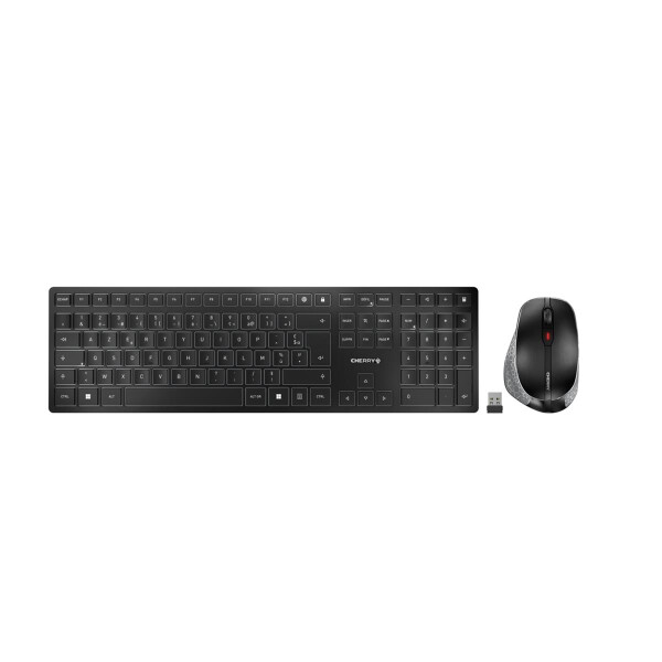 Cherry DW 9500 SLIM - RF Wireless + Bluetooth - Scherenschlüsselschalter - AZERTY - Schwarz - Grau - Maus enthalten