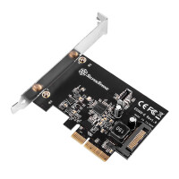 SilverStone ECU02-E - PCIe - USB 3.2 Gen 2 (3.1 Gen 2) - Niedriges Profil - PCIe 3.0 - Schwarz - 10 Gbit/s