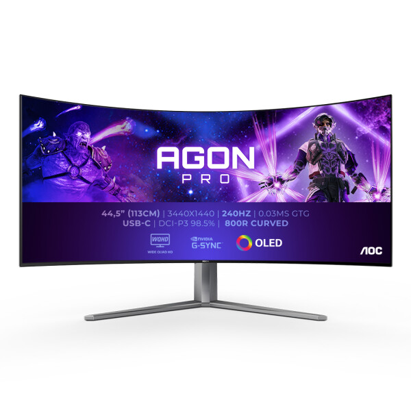 AOC AG456UCZD 44.5" OLED Curved Gaming Monitor 3440x1440 240Hz 0.03ms 1x Displayport - 44,5" - DisplayPort