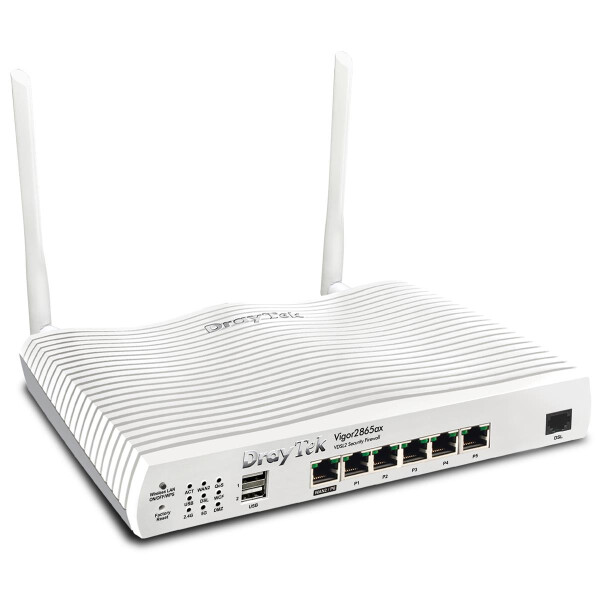 Draytek Vigor 2865ax - Wi-Fi 6 (802.11ax) - Dual-Band (2,4 GHz/5 GHz) - Eingebauter Ethernet-Anschluss - ADSL2 - Weiß - Tabletop-Router