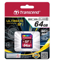 Transcend TS64GSDXC10 - 64 GB - SDXC - Klasse 10 - NAND - 30 MB/s - Schwarz