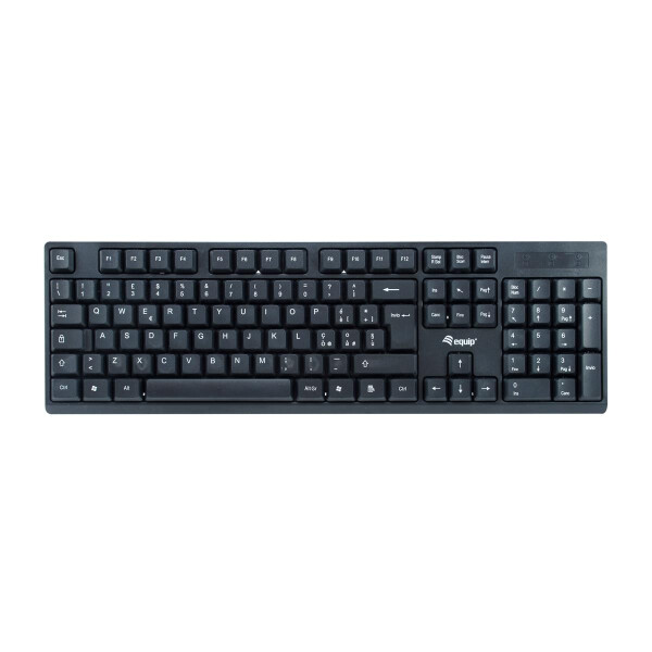 Equip Kabelloses Tastatur und Mausset, IT Layout (QWERTY), Volle Größe (100%), RF Wireless, QWERTY, Schwarz, Maus enthalten