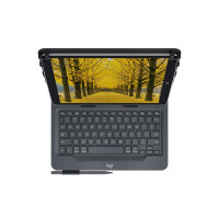 Logitech Universal Folio with integrated keyboard for 9-10 inch tablets, QWERTZ, Deutsch, Jede Marke, iPad Air 2 iPad Air iPad 2 iPad 3 iPad 4 Samsung Galaxy Tab ® A-9.7 in Galaxy Samsung Tab S..., Schwarz, 25,4 cm (10")