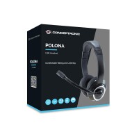 Conceptronic POLONA USB-Headset - Kabelgebunden - Anrufe/Musik - 42 - 17000 Hz - 175 g - Kopfhörer - Schwarz