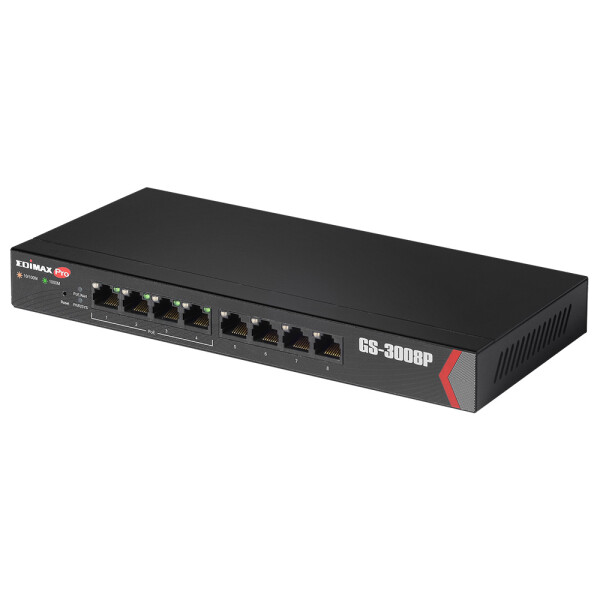 Edimax GS-3008P, Managed, Gigabit Ethernet (10/100/1000), Vollduplex, Power over Ethernet (PoE)