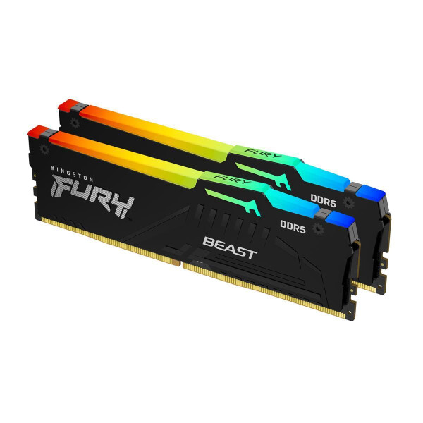 Kingston FURY Beast 16GB 6000MT/s DDR5 CL30 DIMM (2er-Kit) RGB EXPO, 16 GB, 2 x 8 GB, DDR5, 288-pin DIMM, Schwarz