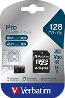 Verbatim Pro - 128 GB - MicroSDXC - Klasse 10 - UHS-I - 90 MB/s - 45 MB/s